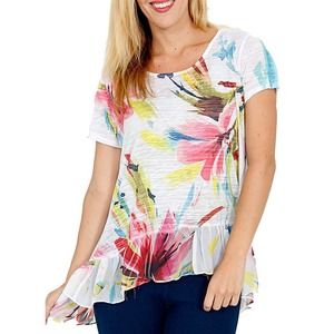 Women's Floral Print Tunic Top Size M Flowy High Low IMPULSE NWT